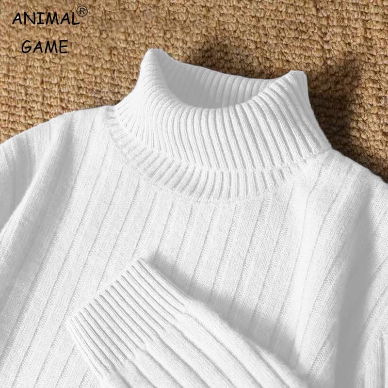 Animal Game Maglione lungo a righe a collo alto da uomo Maglieria casual Pullover Maglioni Camicetta fredda pesante calda e spessa per esterni