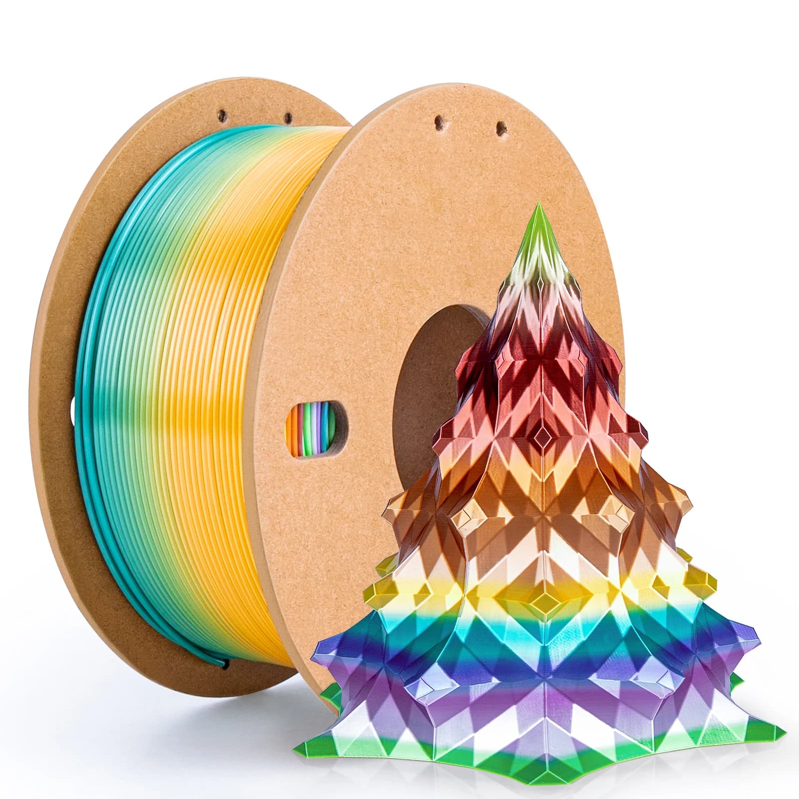 Filament PLA Silk Rainbow 1.75mm 500g/1KG - Polished/Opaque effect, Gradient Colors Fast for FDM 3D Printers