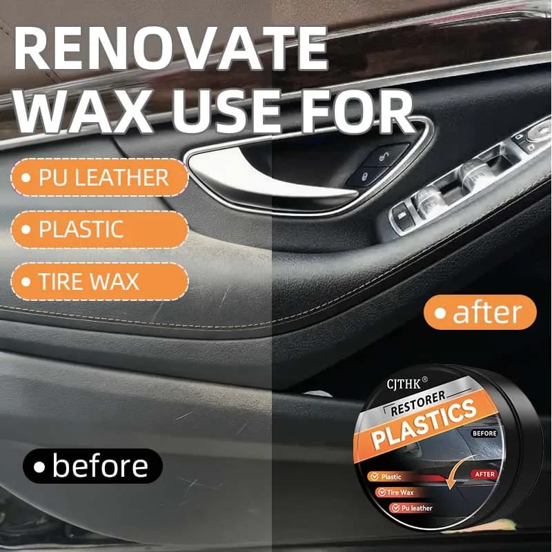 Rinnovatore per plastica auto, ripristina il nero lucido, cera per rivestimento pannelli e interni in pelle, agente lucidante e riparatore per auto