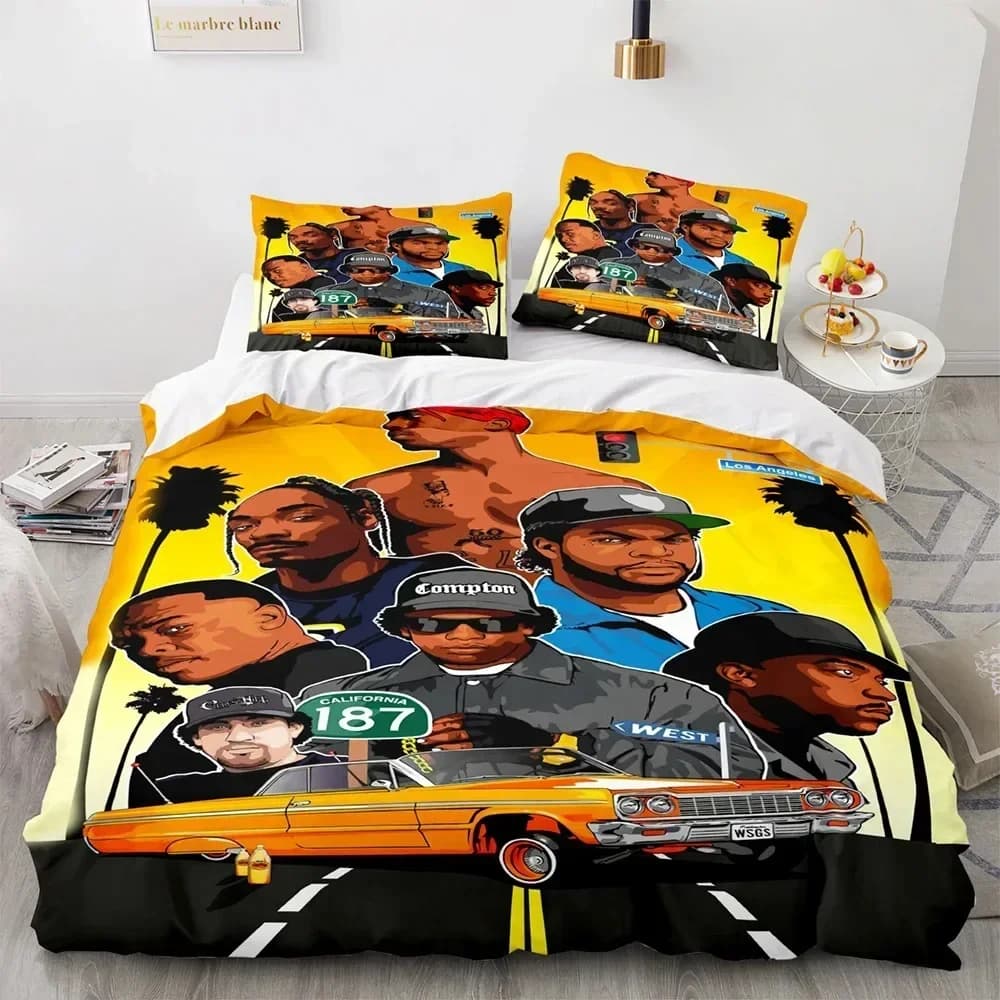 Set Letto Tupac Amaru Shakur, Set Biancheria da Letto, Copripiumino Stampato, Lenzuola, Federe, Set Completo per Camera da Letto, Misure Full Queen King