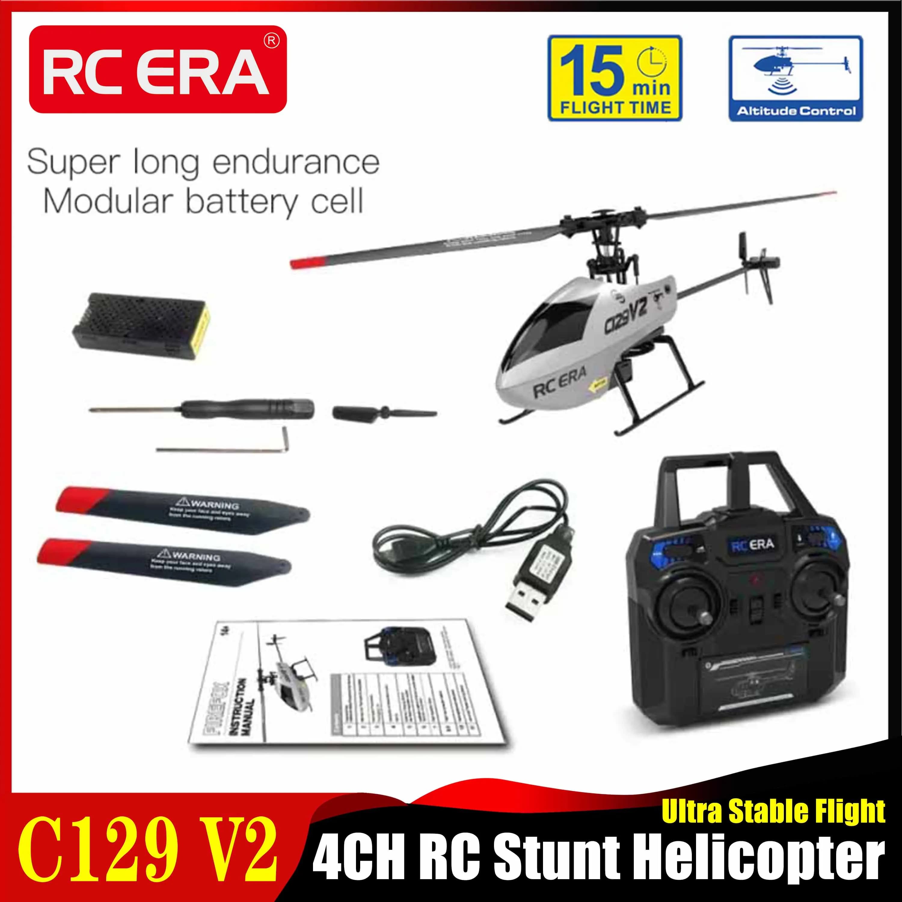 Elicottero RC ERA C129V2 RTF, 2.4GHz 4CH, Giroscopio a 6 Assi, Flip 3D con Un Tocco, Volo Stabile, Aeromobile Telecomandato, Giocattolo Hobby