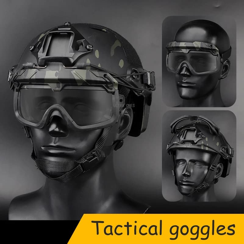 Occhiali tattici per caschi VELOCE Antivento Antipolvere Ciclismo Moto Escursionismo Occhiali da sci CS Airsoft Caccia Occhiali di sicurezza