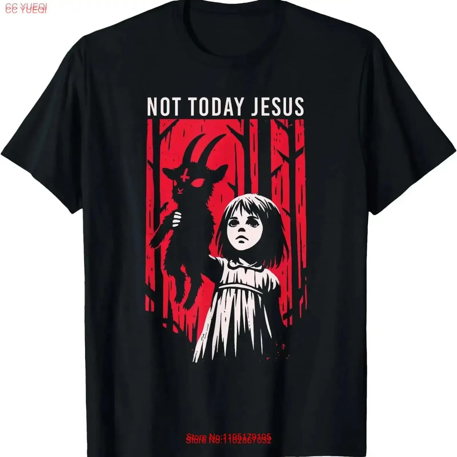 Not Today Jesus Satanic Goth Black Goat Demon 666 Alt Gothic T Shirt vintage lavato allungato Grafica versatile Leggermente morbido