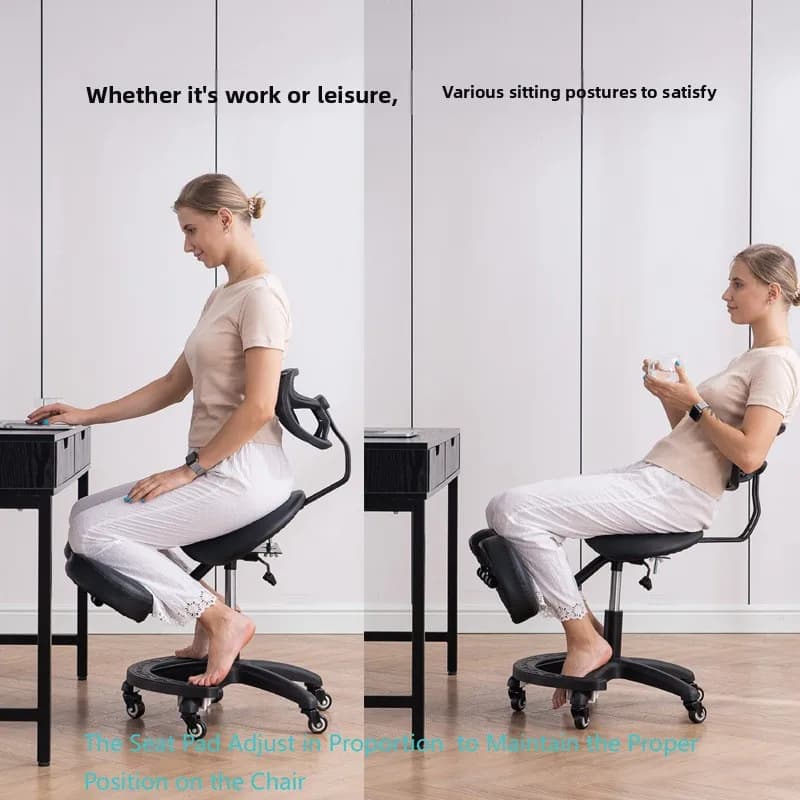 Sedia ergonomica per adulti a sella, con doppio cuscino, regolabile, anti-cifosi, per la correzione della postura e l'apprendimento