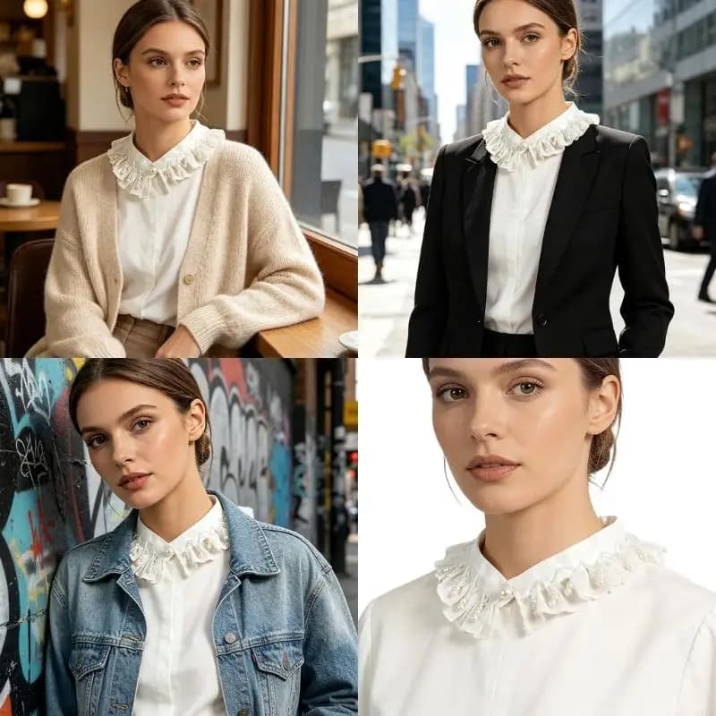 Detachable Necklace Pearls Collar Lovely Victorian Styles Detachable Shirt Collar Neck Accessory for Special Occasion 6XDA