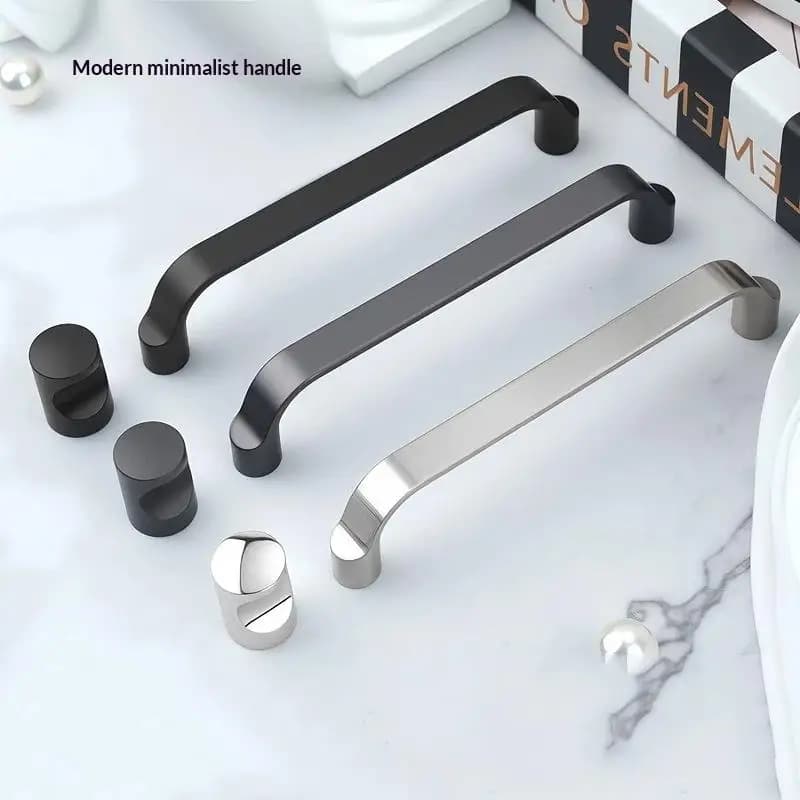 Maniglia per armadio moderna e minimalista in lega di zinco nera, cassetto dell'armadio, maniglia a foro singolo, accessori hardware per mobili