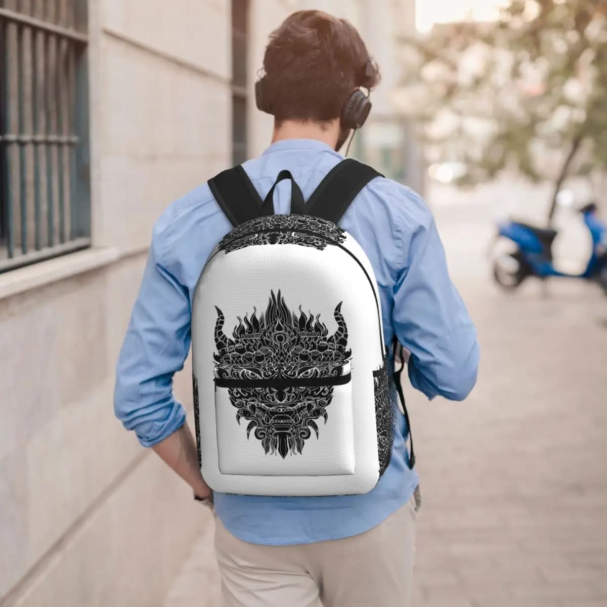 Zaino con design totem drago nero cinese, borsa per libri per ragazzi e ragazze, borsa da scuola per bambini, borse a tracolla per laptop per uomini e donne