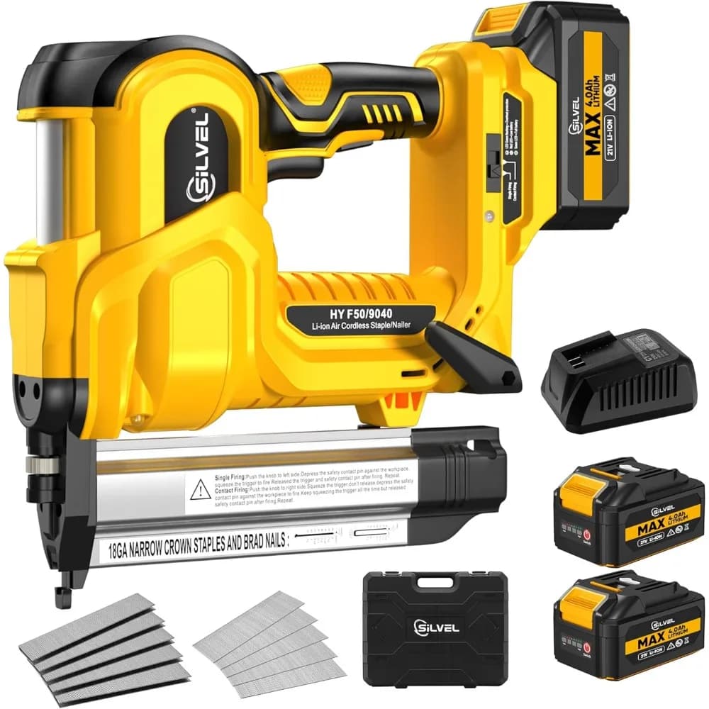 Chiodatrice Brad Cordless Calibro 18, Pistola Sparachiodi Cordless 2 in 1/Cucitrice Elettrica, Pistola Sparachiodi Alimentata a Batteria 2 * 4.0Ah Spedizione Veloce