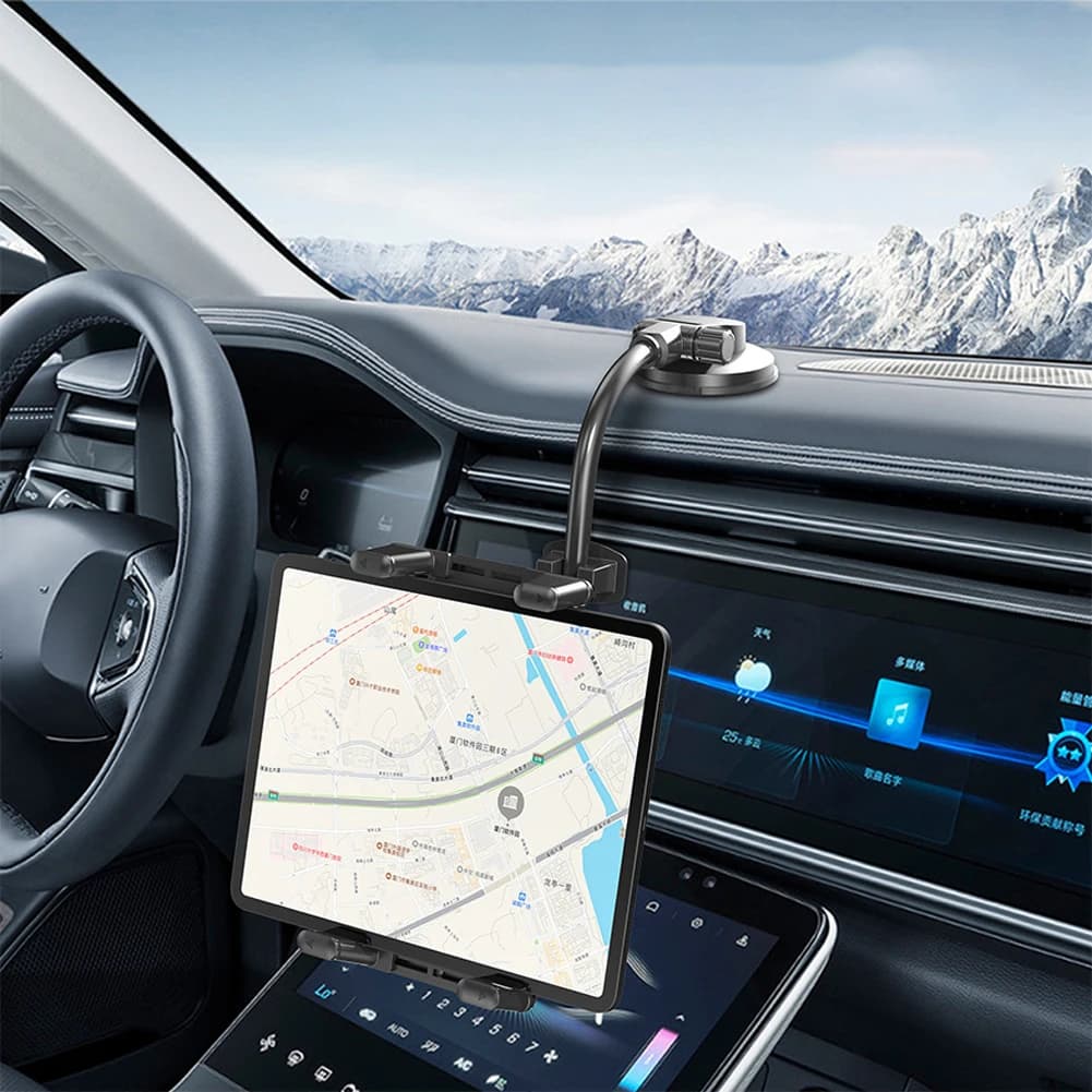 Supporto per tablet da auto con ventosa per parabrezza, supporto per telefono da finestra per camion con braccio lungo, supporto regolabile a collo d'oca per tablet e telefoni