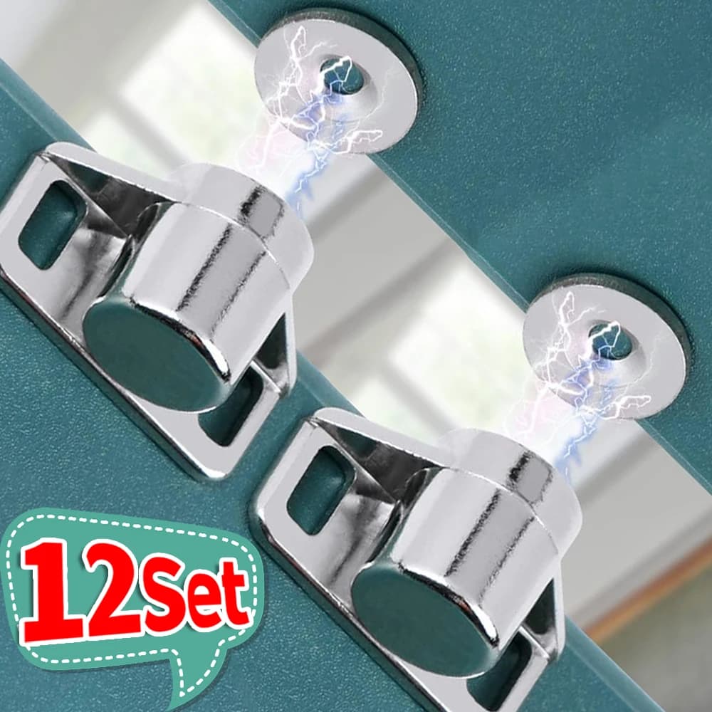 12/1Set Kit di chiusure per porte magnetiche resistenti con viti Mobili in lega Guardaroba Cassetto Tappi di aspirazione Chiusure più vicine