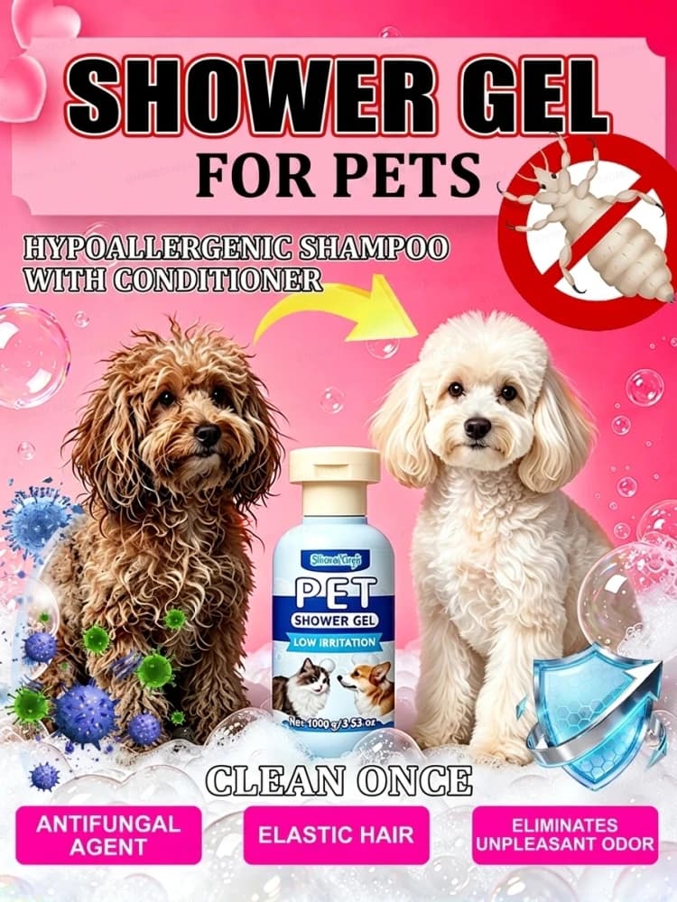 Safe Residue‑Free Pet Shampoo, Mild Plant Extract Formula, Moisturize Cat Dog Fur, Improve Pet Odor, Daily Bathing Grooming Liquid for Indoor Household Pets