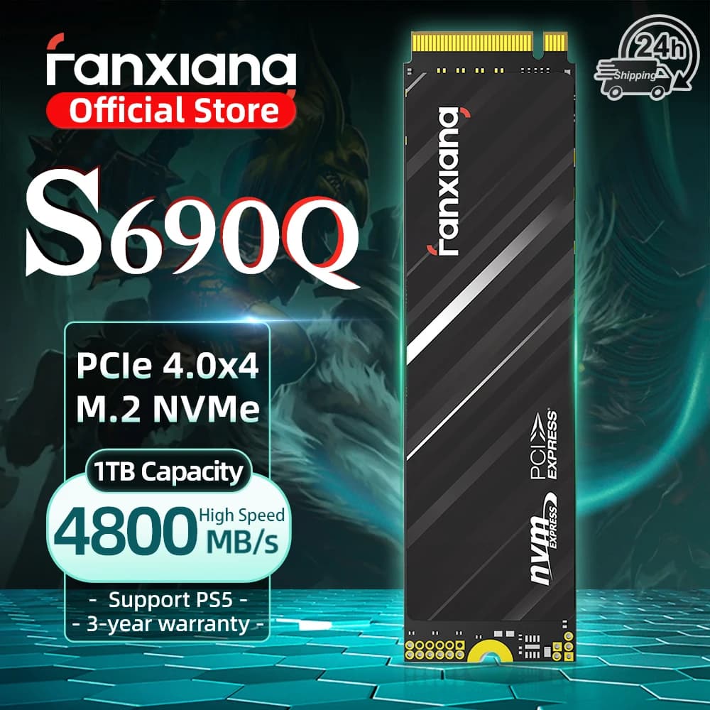 Fanxiang S690Q SSD NVMe M.2 2280 PICE4.0 4800MB/s 1TB 2TB Disco Rigido Interno a Stato Solido per Gaming per PS5 PC Laptop