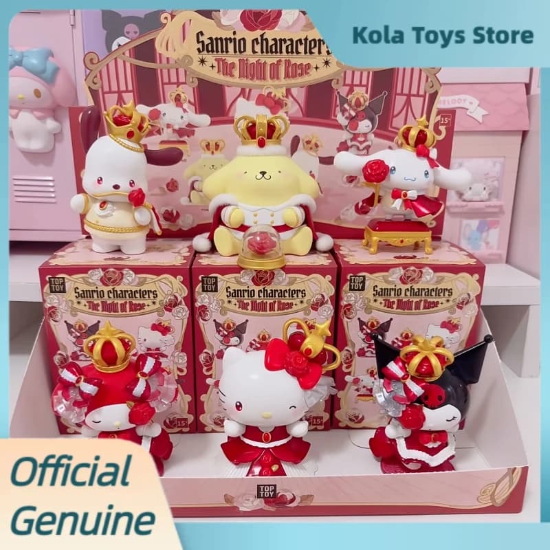 Original characters Sanrio The series Night Of Rose Blind Box Kawai Desktop Ornament Model PVC Figurine mysterious box Gift Toys