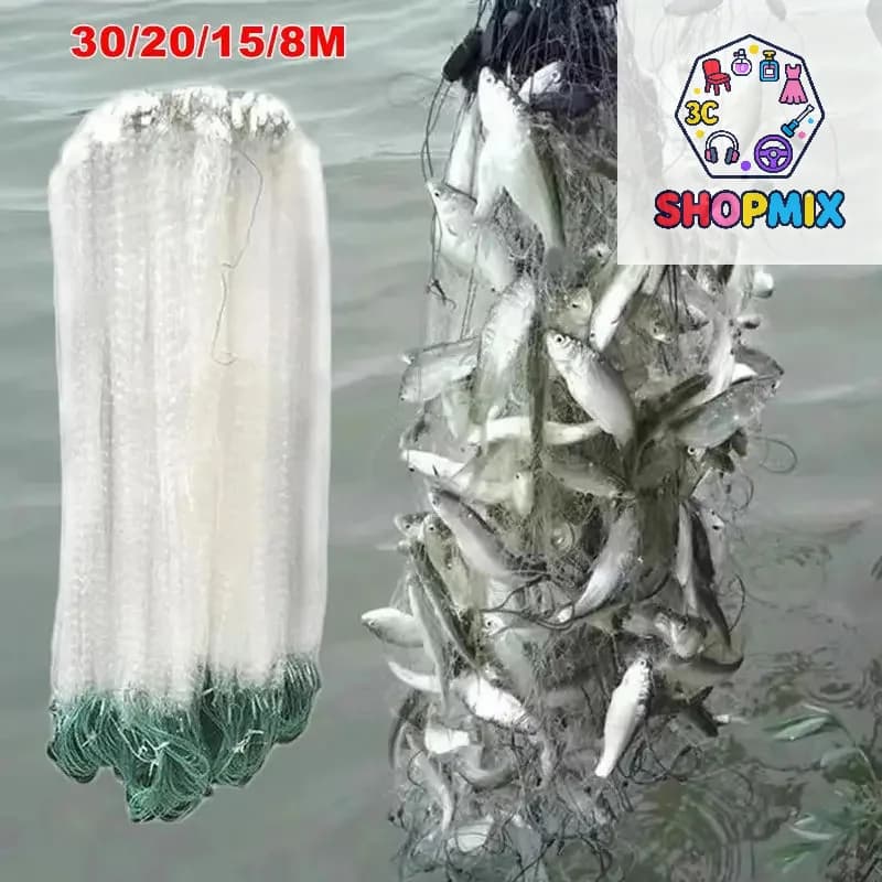 8/15/20/30M Rete da pesca Rete da pesca in nylon Rete da pesca monofilamento Trappola galleggiante Rete a maglia singola Attrezzatura Accessori per utensili