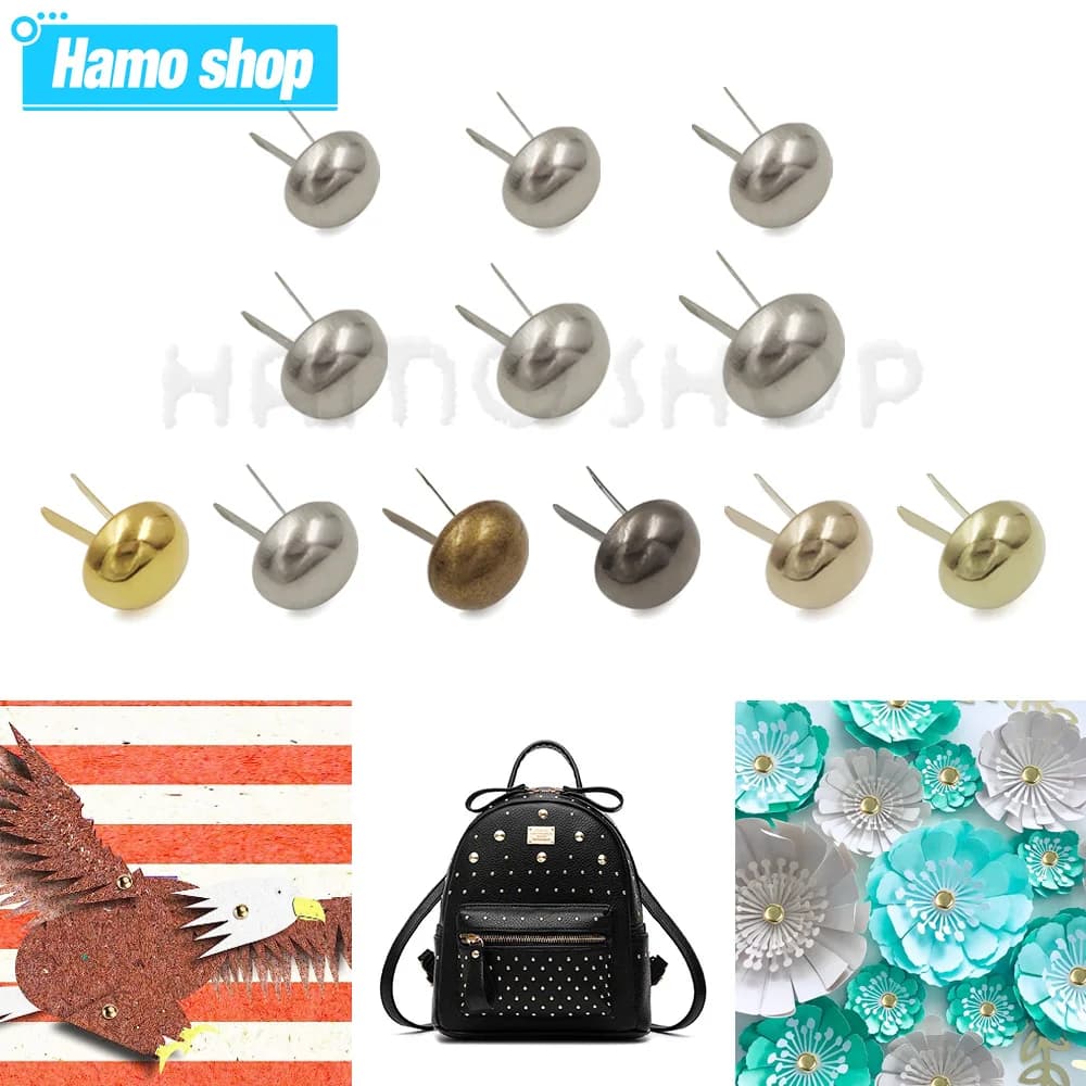100 pz Metallo Due Gambe Piedi Forato Rivetto Stud Mezza Sfera Chiodo Rotondo Per Il FAI DA TE Lavorazione Della Pelle Borsa Cap Scarpe Borsa Fondo di Protezione