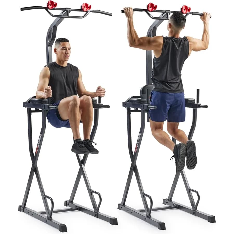 Power Tower, Dip Bar, Push-up and pull-up parallel station with rock climbing handle