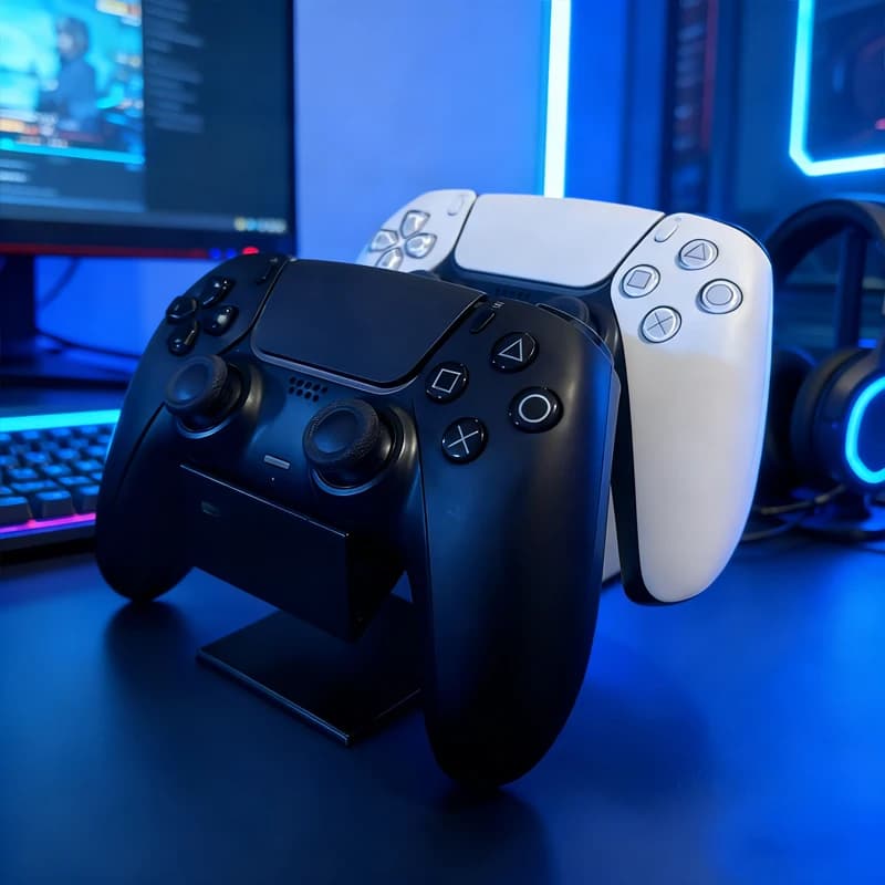 1Pc 2‑in‑1 Game Controller & Headphone Desktop Storage Holder,Controller Rack for PS5 / Xbox, Desktop Game Accessories Organizer