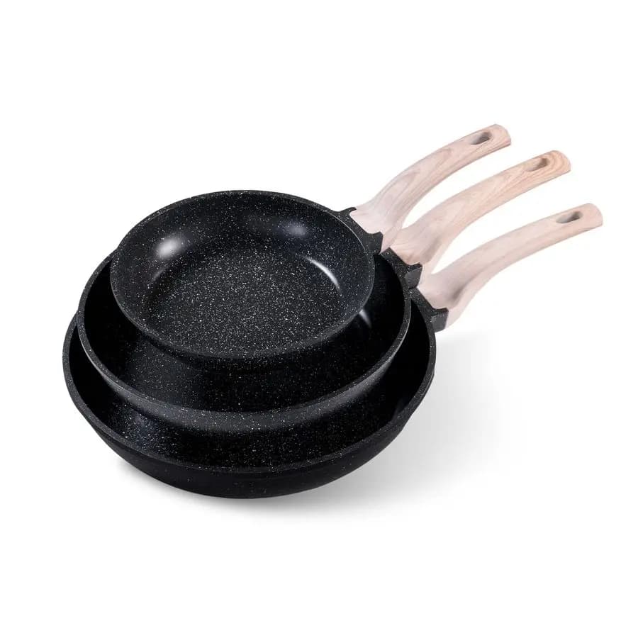 Set di Padelle Antiaderenti, Padella per Omelette, Padella in Granito Sana e Non Tossica, Compatibile con Induzione, Padella per Uova con Indicatore di Calore