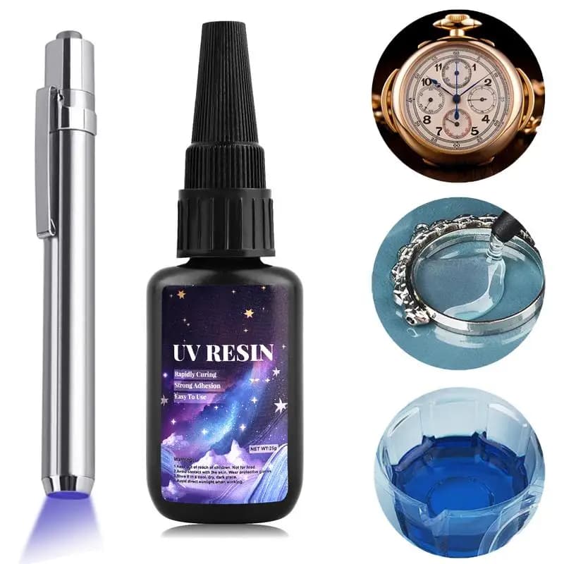 Resine UV colla lampada 25g adesivo asciugatura rapida trasparente resina epossidica ad alta durezza adesivo UV polimerizzazione solare per gioielli fai da te