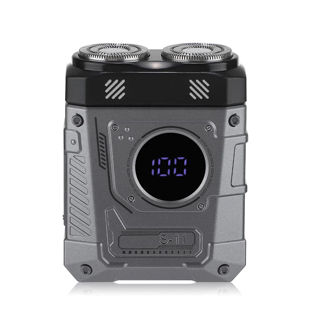 Rasoio Elettrico Magnetico a Doppia Lama per Uomo, Regolabarba Portatile, Rasoio da Viaggio con Display Digitale, Mini Macchina per la Rasatura