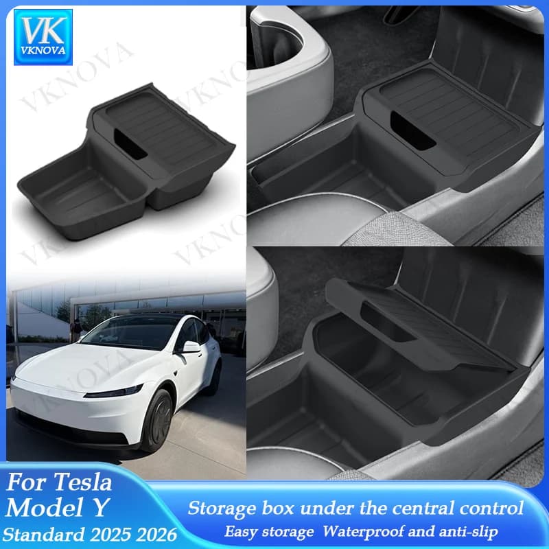 Vassoio portaoggetti per console centrale Tesla Model Y Standard 2025 2026 in TPE, organizer per bracciolo