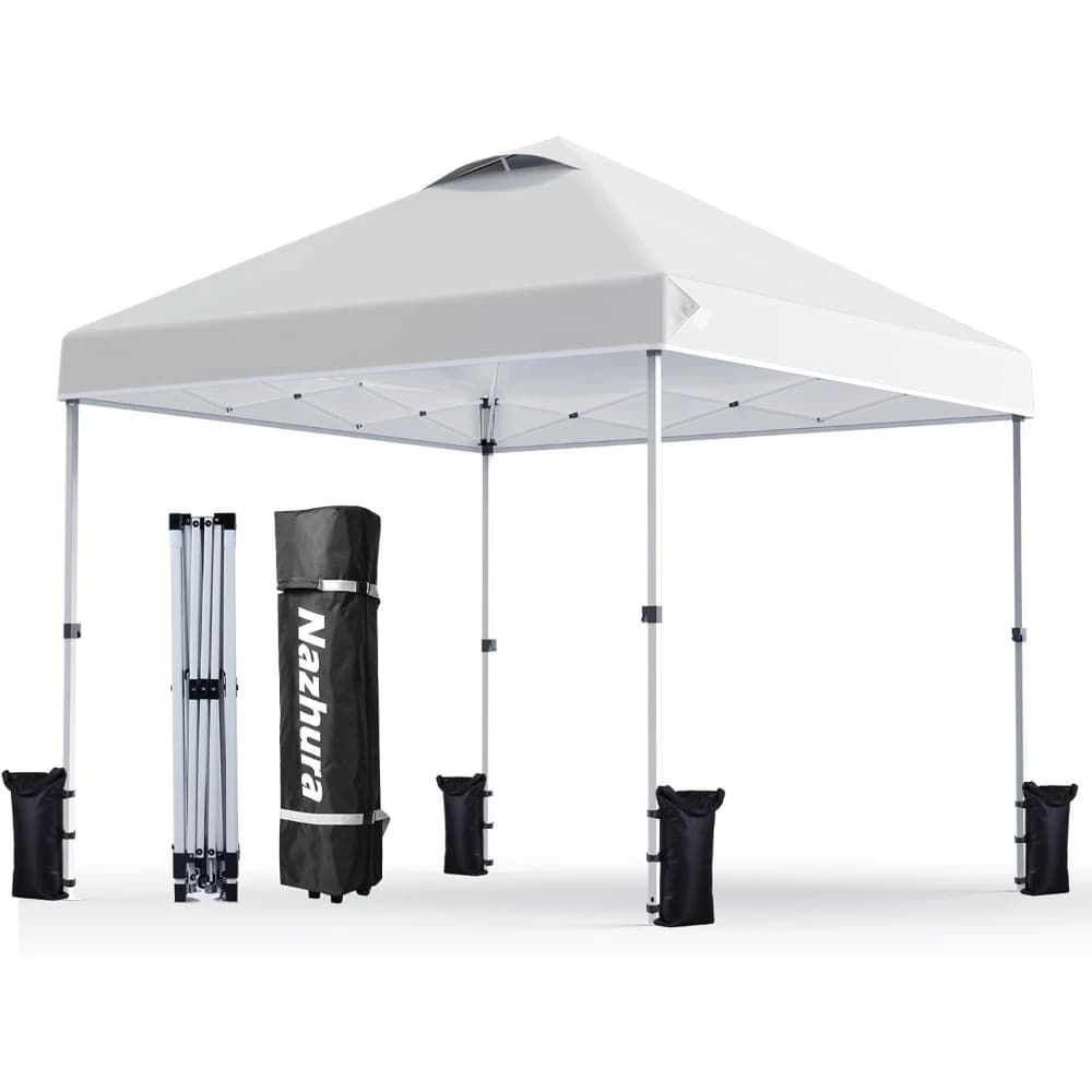 Tenda a baldacchino pop-up 10x10 con sacca per pesi in sabbia, riparo solare autoportante ad altezza regolabile per picnic e campeggio, montaggio per una persona