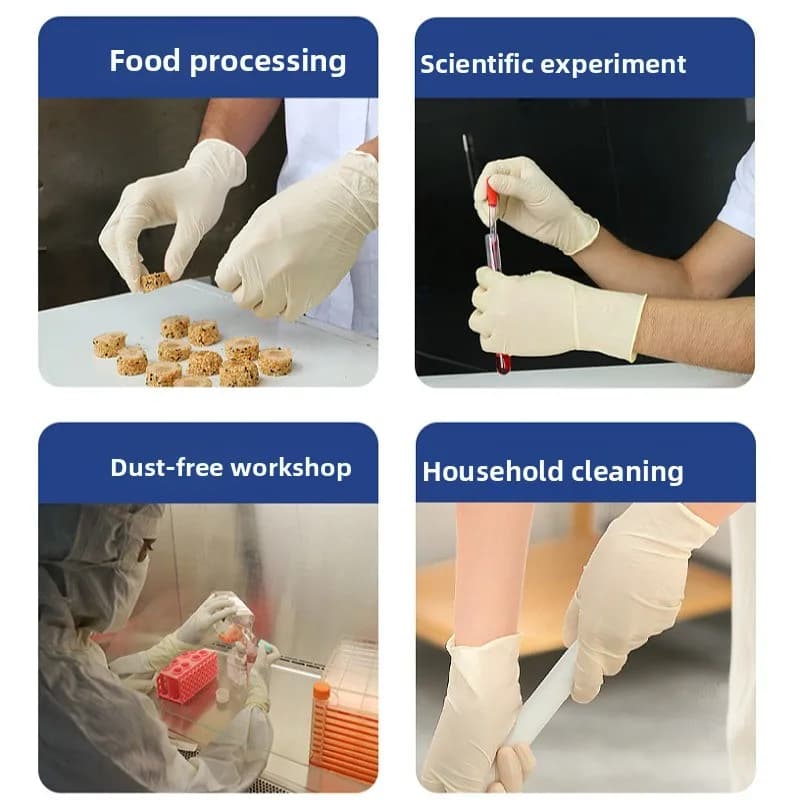 100PCS of Protective Rubber Gloves, 9-inch Disposable Powder Free Latex Wear-resistant Products