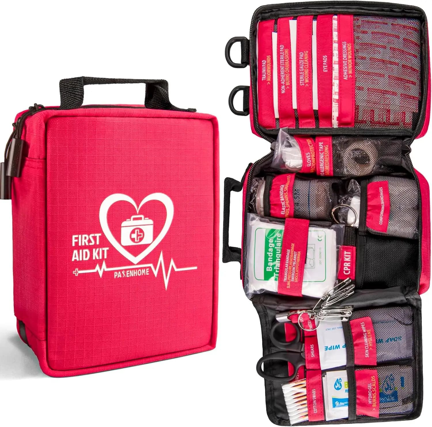 Kit di Pronto Soccorso Professionale per Traumi con Scomparti Etichettati e Sistema MOLLE per Casa, Ufficio, Auto, Escursioni all'Aperto, Viaggi e Campeggio