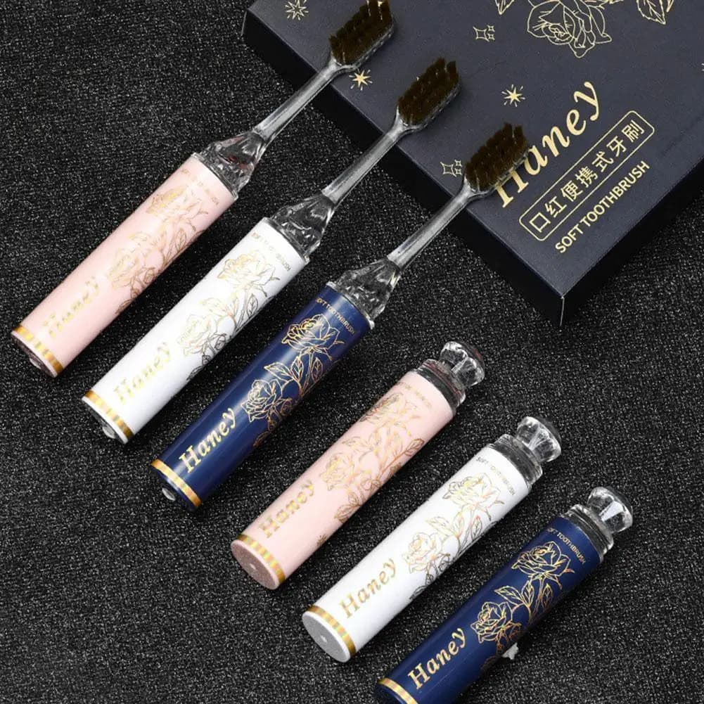 Spazzolino da denti Starry Sky Flower Lipstick, design di lusso leggero di alta gamma, design pratico, testina morbida, pulizia efficiente