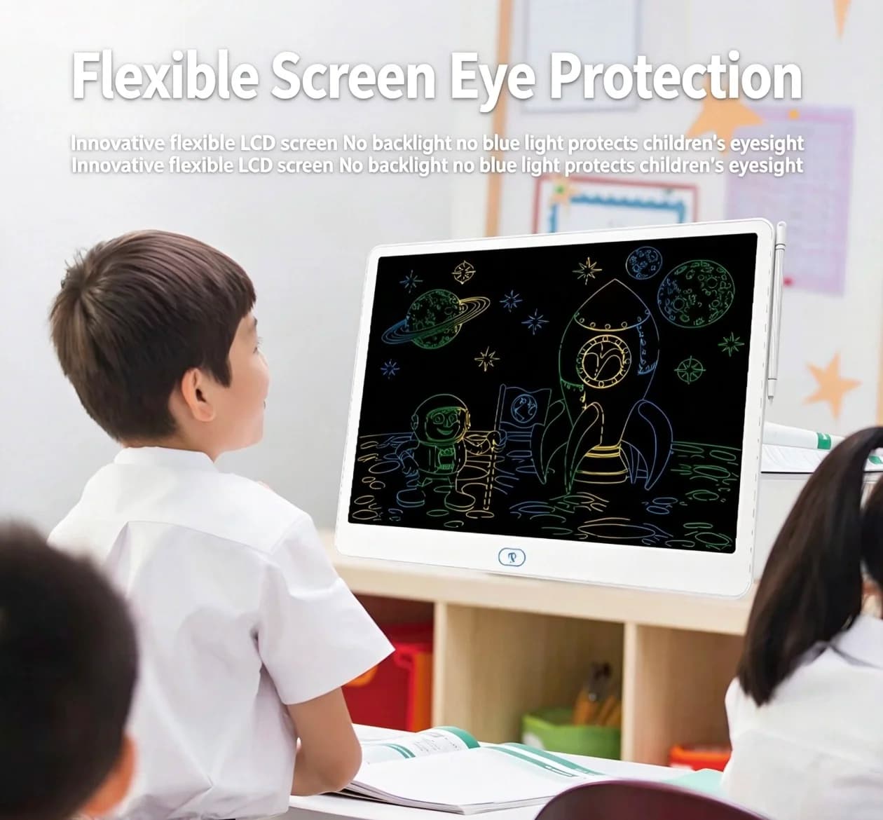 16 Inch Color LCD Writing Tablet Kids Drawing Board Flexible Eye‑Protection Screen One‑Click Erase Doodle Pad Educational Children Drawing Toy