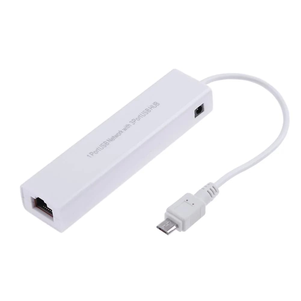 OTG 3 ports USB 2.0 HUB 10/100MB Micro USB to RJ45 network adapter card LAN
