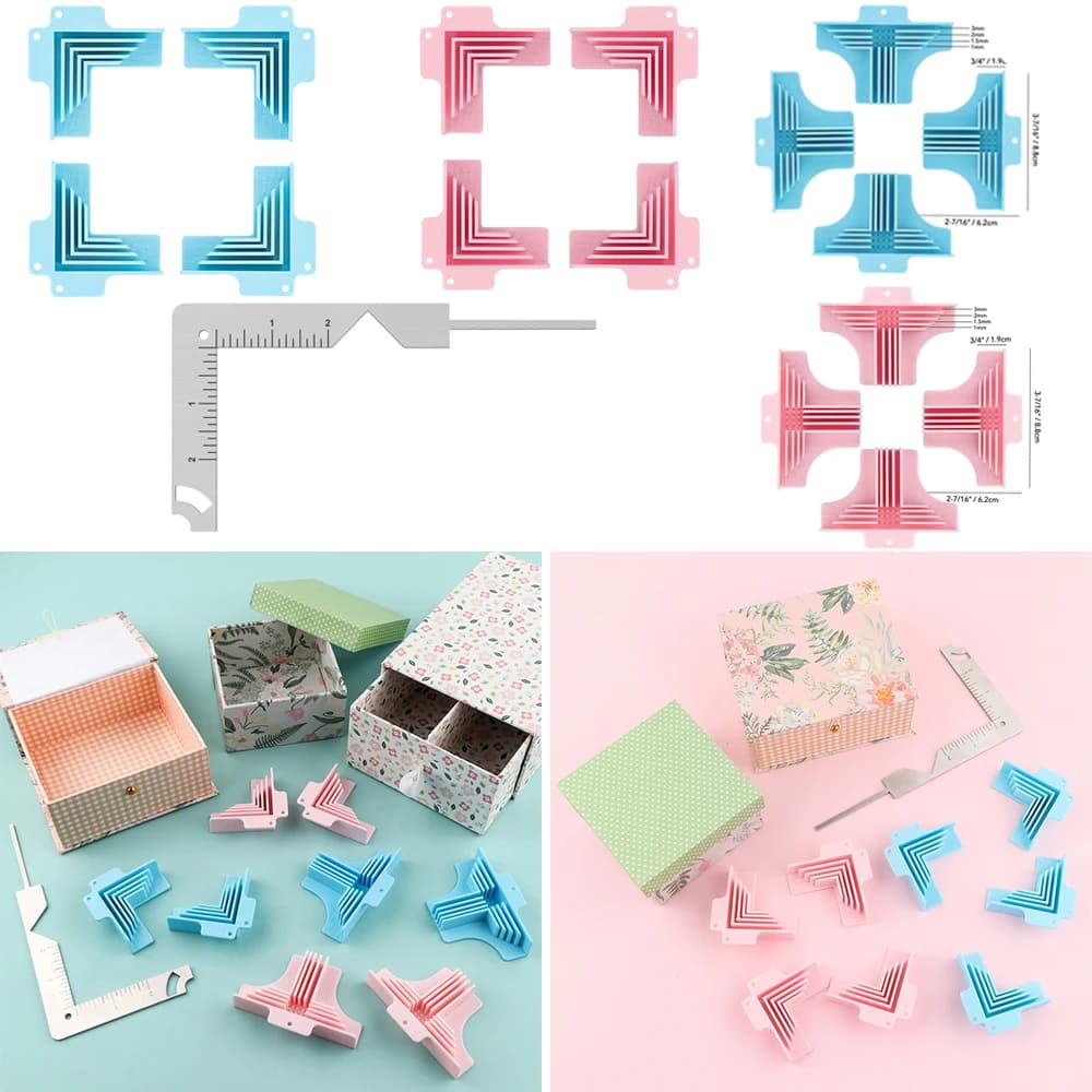 2-4 pz/set Creativo Angolo/Sdoppiatore Morsetti di Montaggio 1/1.5/2/3mm di Larghezza Guide Angolari Per La Produzione di Scatole Cartonnage Angolo di Tenuta strumento