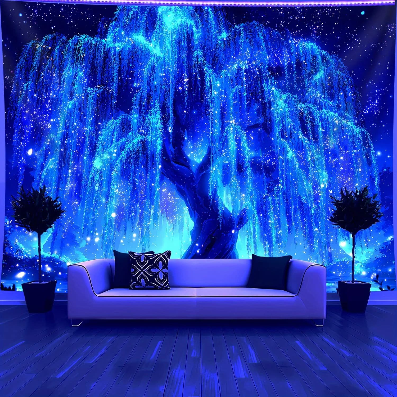 VIKAMA Starry Sky Life Tree Tapestry Bedroom Aesthetic Wall Hanging Bedroom Office Living Room Home Decoration