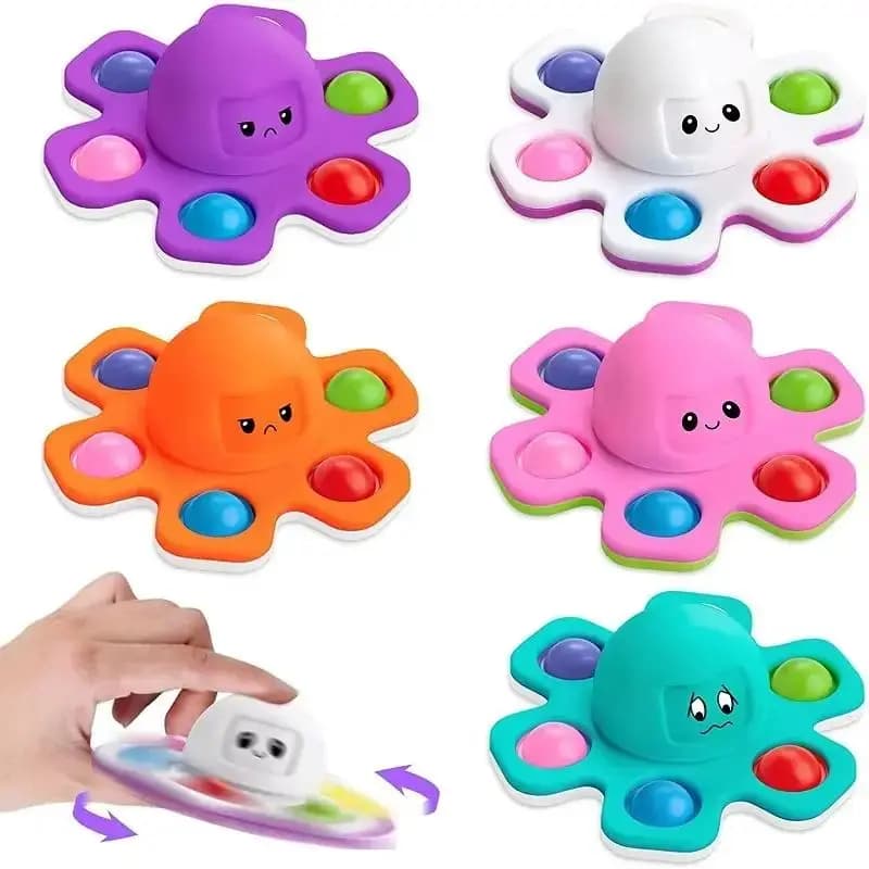 Face‑Changing Push Bubbles Fidget Spinner Anti Stress Sensory Toy Anxiety Relief Gift Autistic Kids Adults New Gifts