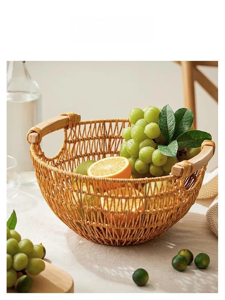 U Mi LIVING Cesto Portafrutta Fatto a Mano, Vassoio per Pane e Frutta Secca, Stile Semplice e Rustico, Cesto Portafrutta in Plastica per Tutte le Occasioni