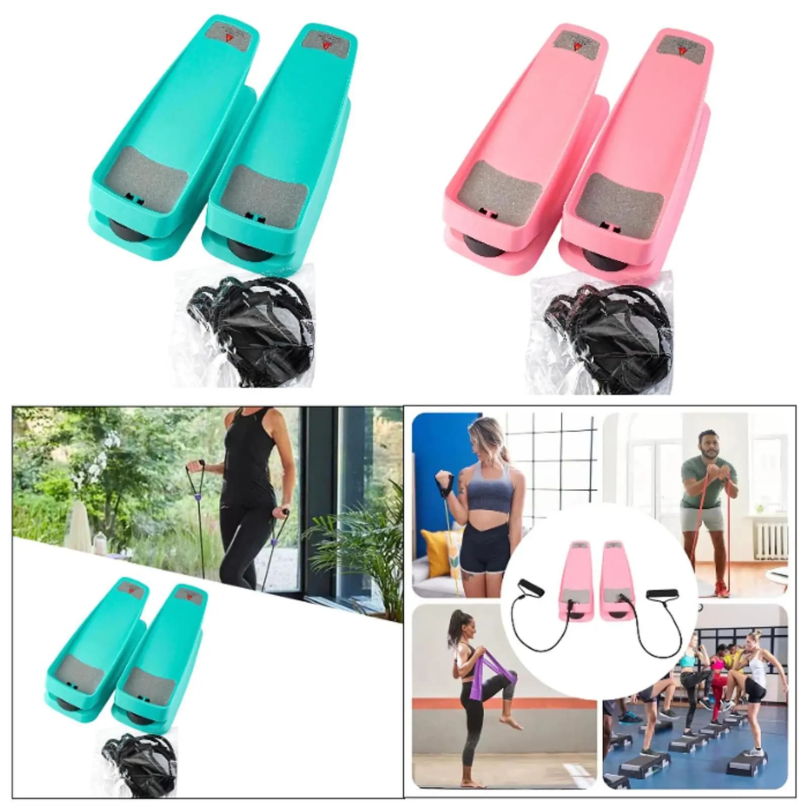 Stepper with light resistance bands for the whole domestic body