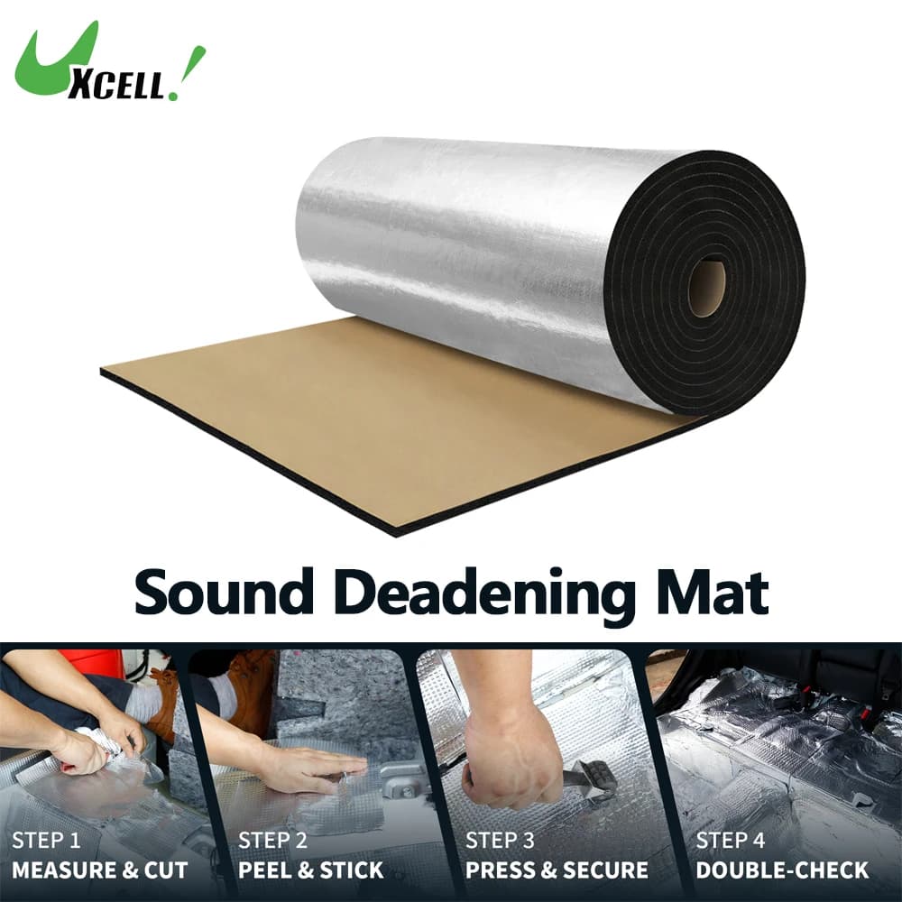 UXCELL Car Sound Deadening Mat Glassfiber Heat Shield Material Self Adhesive Universal for Hood Fender and Boat Engine Cover