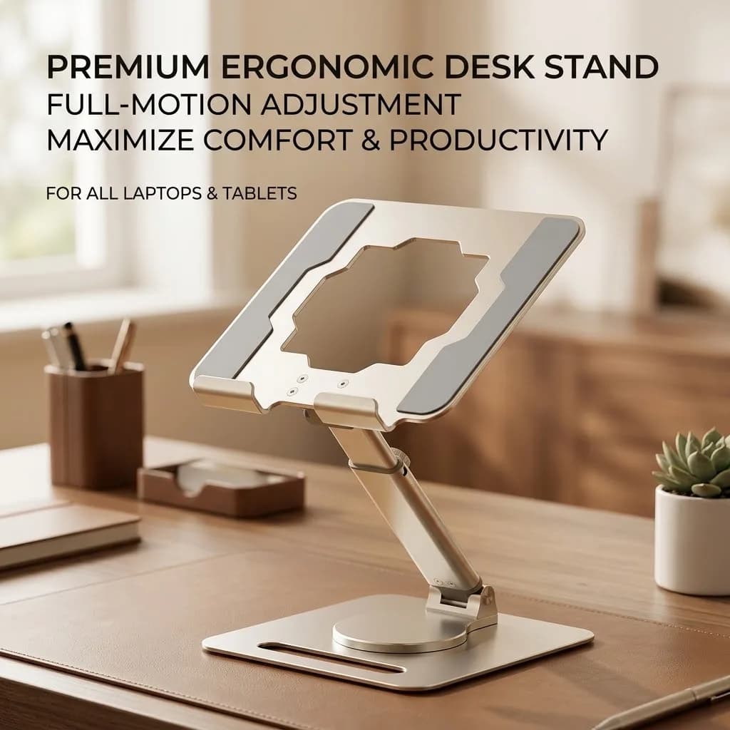 Aluminum Tablet Stand 360 Rotating Base Height Angle Adjustable Foldable Desktop Holder for iPad Pro Air Mini Samsung Drawing