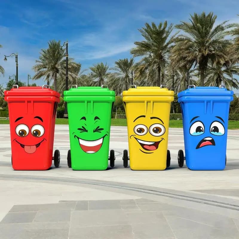 【S】4Pcs Funny Face Trash Can Stickers Self-adhesive Waste Bin Decals Cartoon Expressions Stickers For Wall Door Toilet Decor