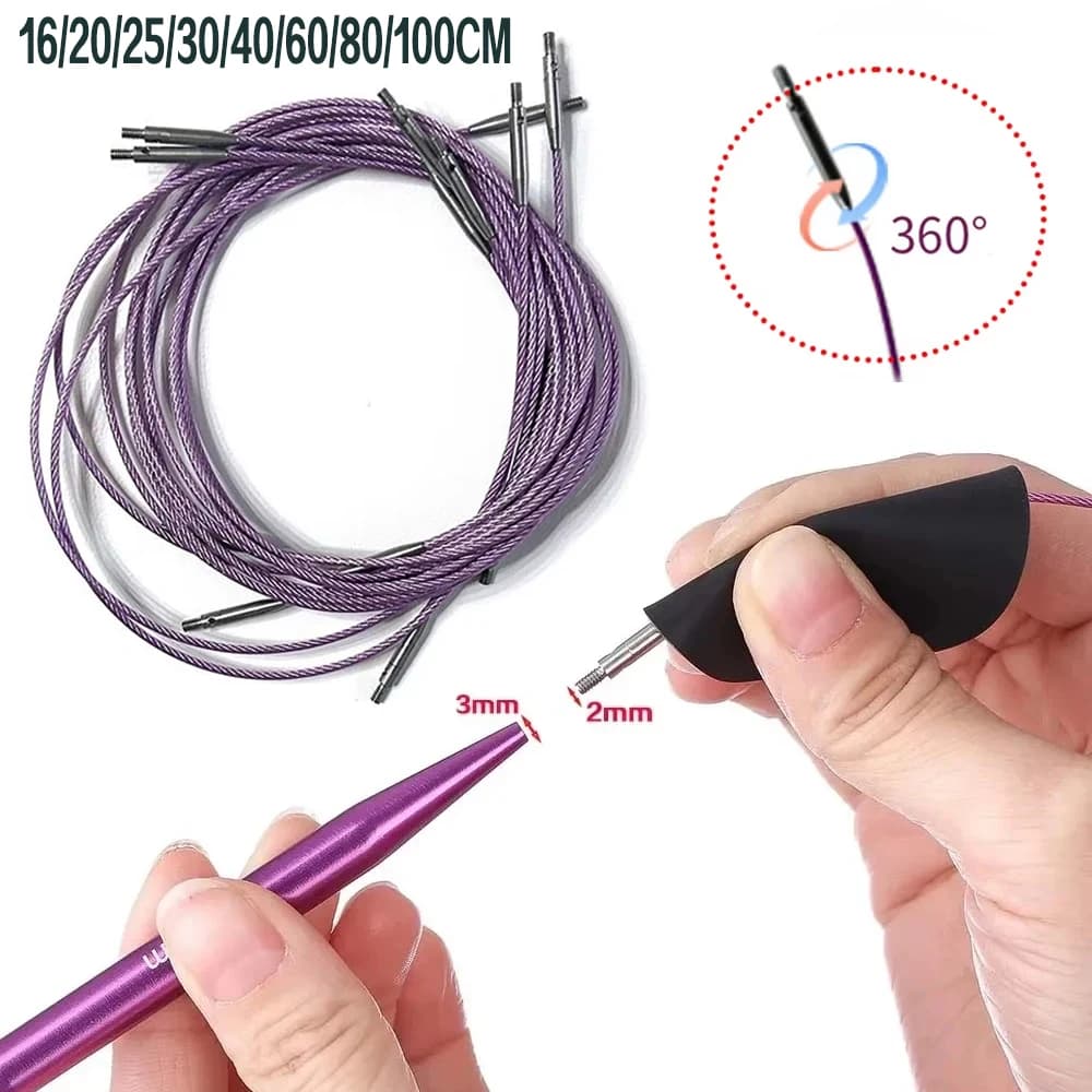 1Pcs Options Interchangeable Circular Knitting Needle Cable Swivel 360°Inter Cable for Circular Needle16/20/25/30/40/60/80/100cm