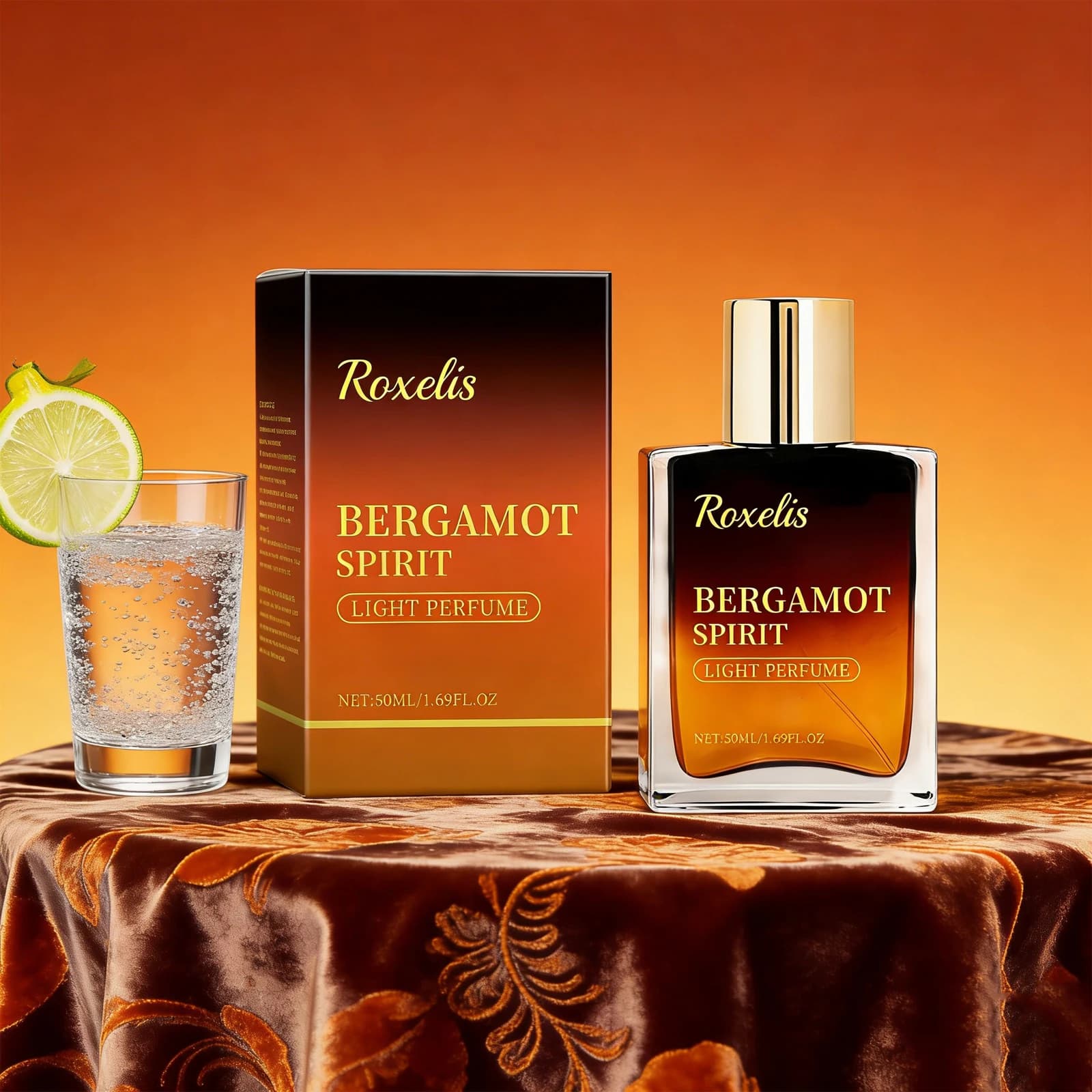 ROXELIS 50ml Eau de Toilette Bergamot Spirit, fragranza calda e dolce di ambra e vaniglia, a lunga durata.