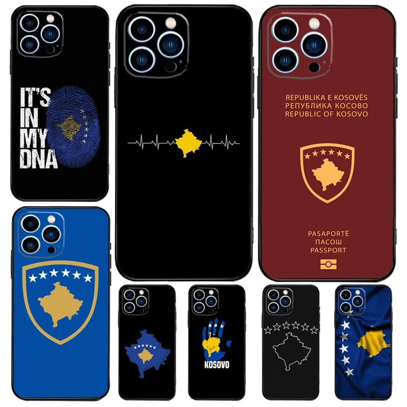 Custodia con bandiera per passaporto del Kosovo per Apple iPhone 12 13 Mini 11 14 15 16 Pro Max Plus X XR XS Max Coque