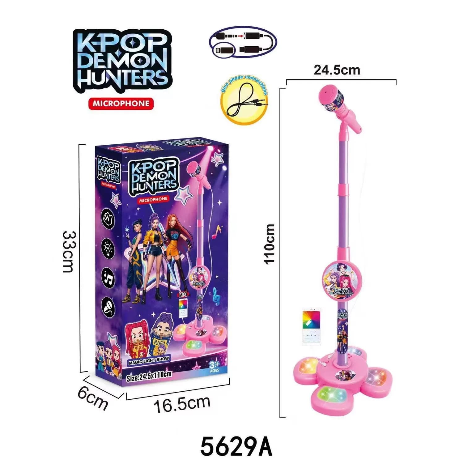 Microfono per Bambini con Supporto, Giocattolo Musicale Karaoke, Regalo Educativo di Compleanno per Ragazzi e Ragazze