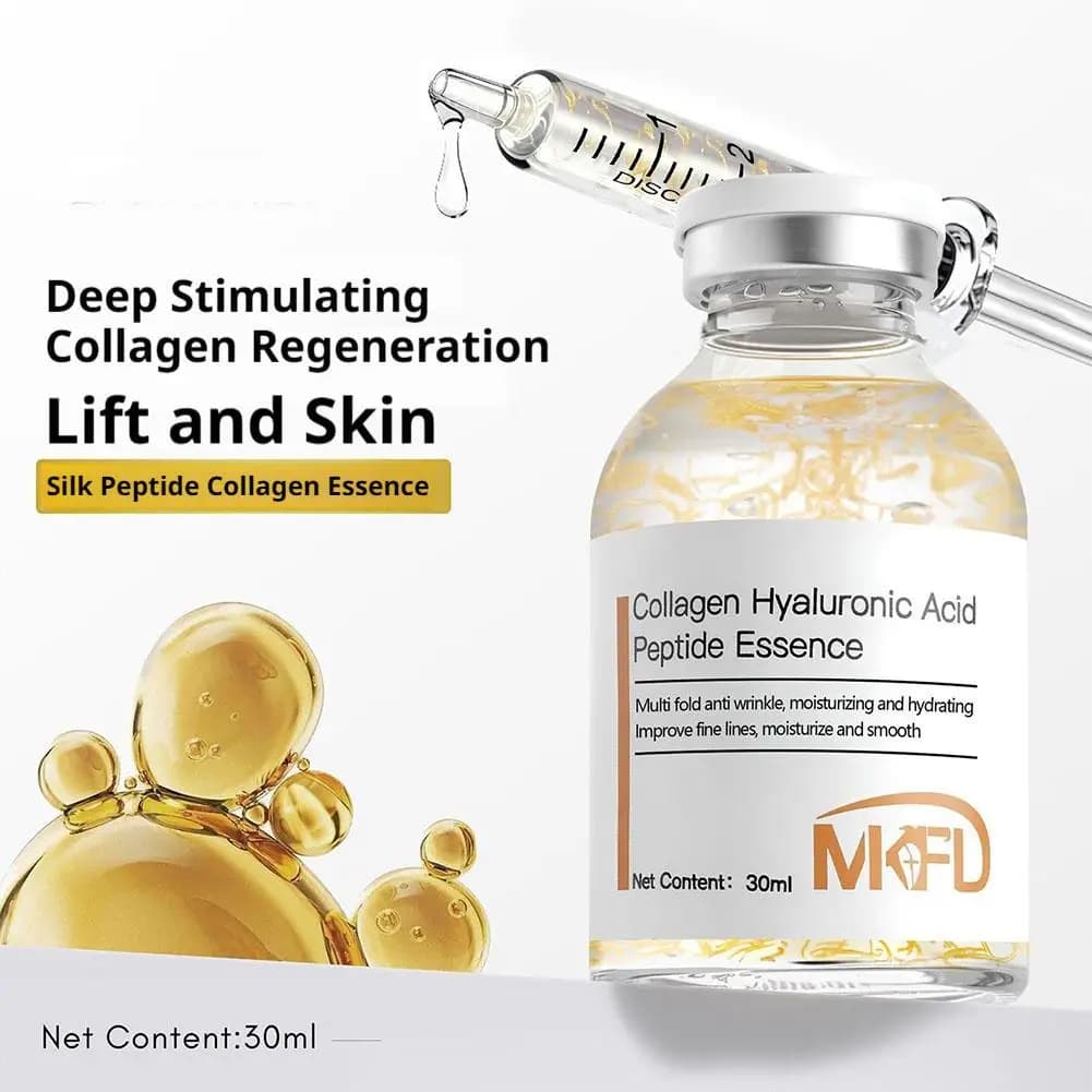 Collagen Hyaluronic Acid Peptide Face Serum 30ml Firming Face Essence, Moisturizing & Lifting Ampoule for Fine Lines Skin Care