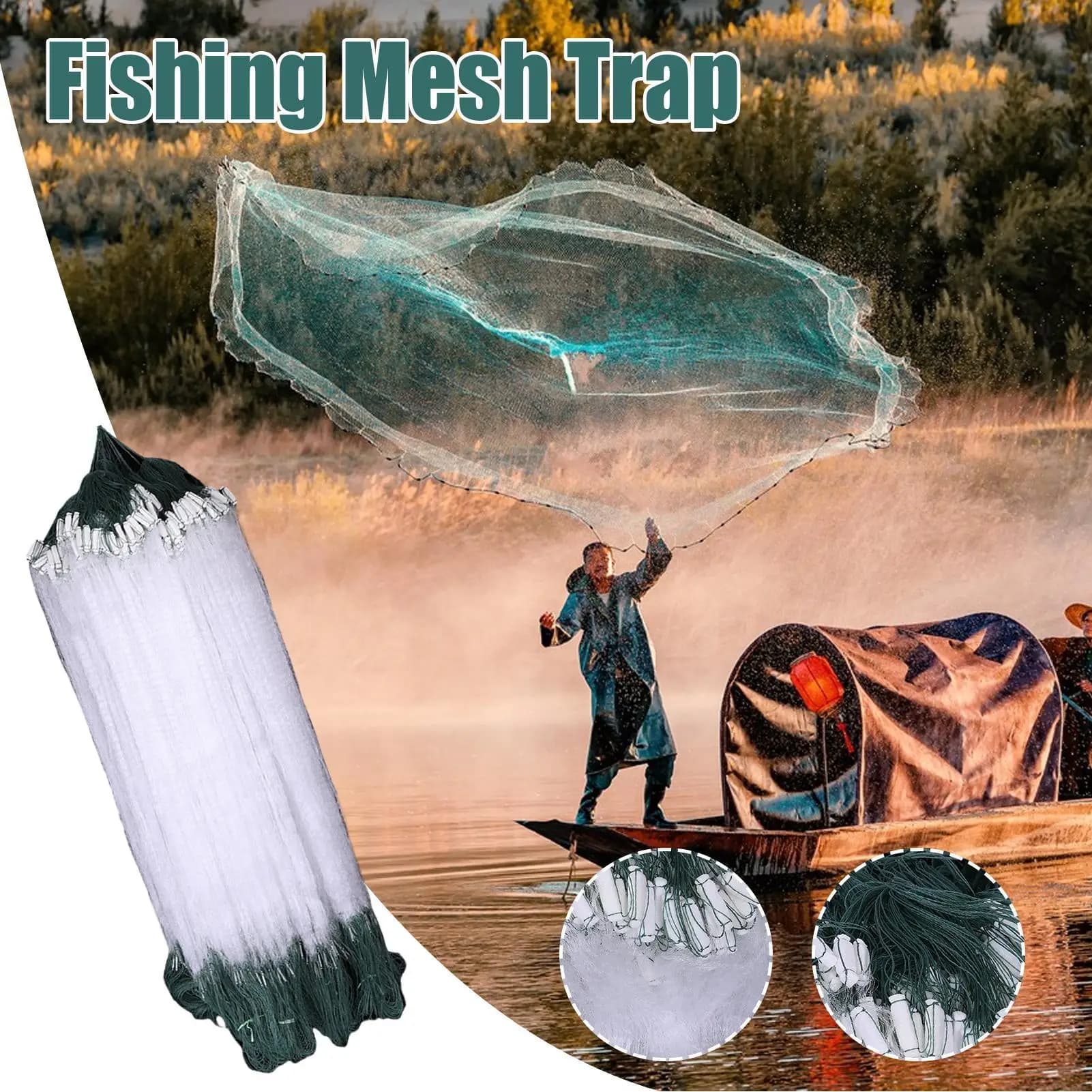 Trappola per rete da pesca Rete da pesca pieghevole in nylon Rete da pesca a molla Rete da pesca d'acqua dolce d'acqua salata con anello facile da lanciare