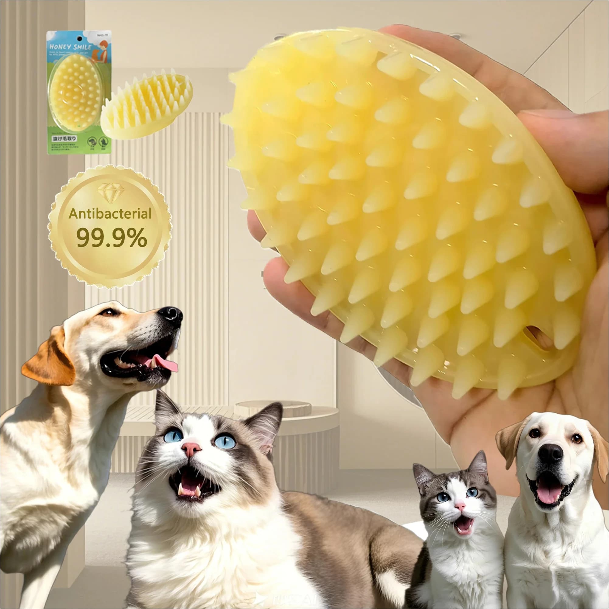 Setole morbide e delicate in silicone Spazzola per massaggio per cani e gatti Pettini Detergente per rimozione peli di cuccioli Spazzole per slicker Strumenti per il lavaggio degli animali domestici