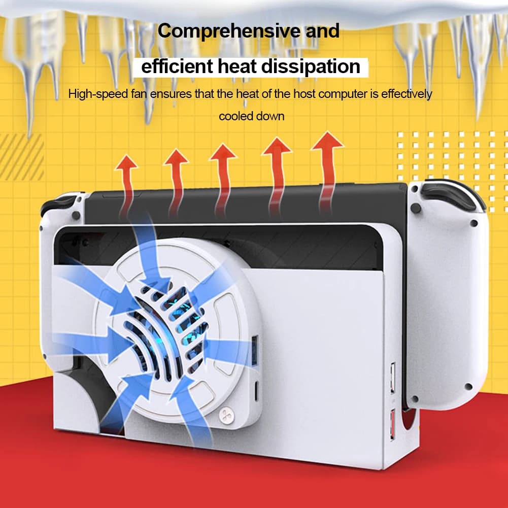 Game Console Base Cooler with Light Dock Cooling Fan Radiator Base Docking Station Radiator for Switch OLED Accessories