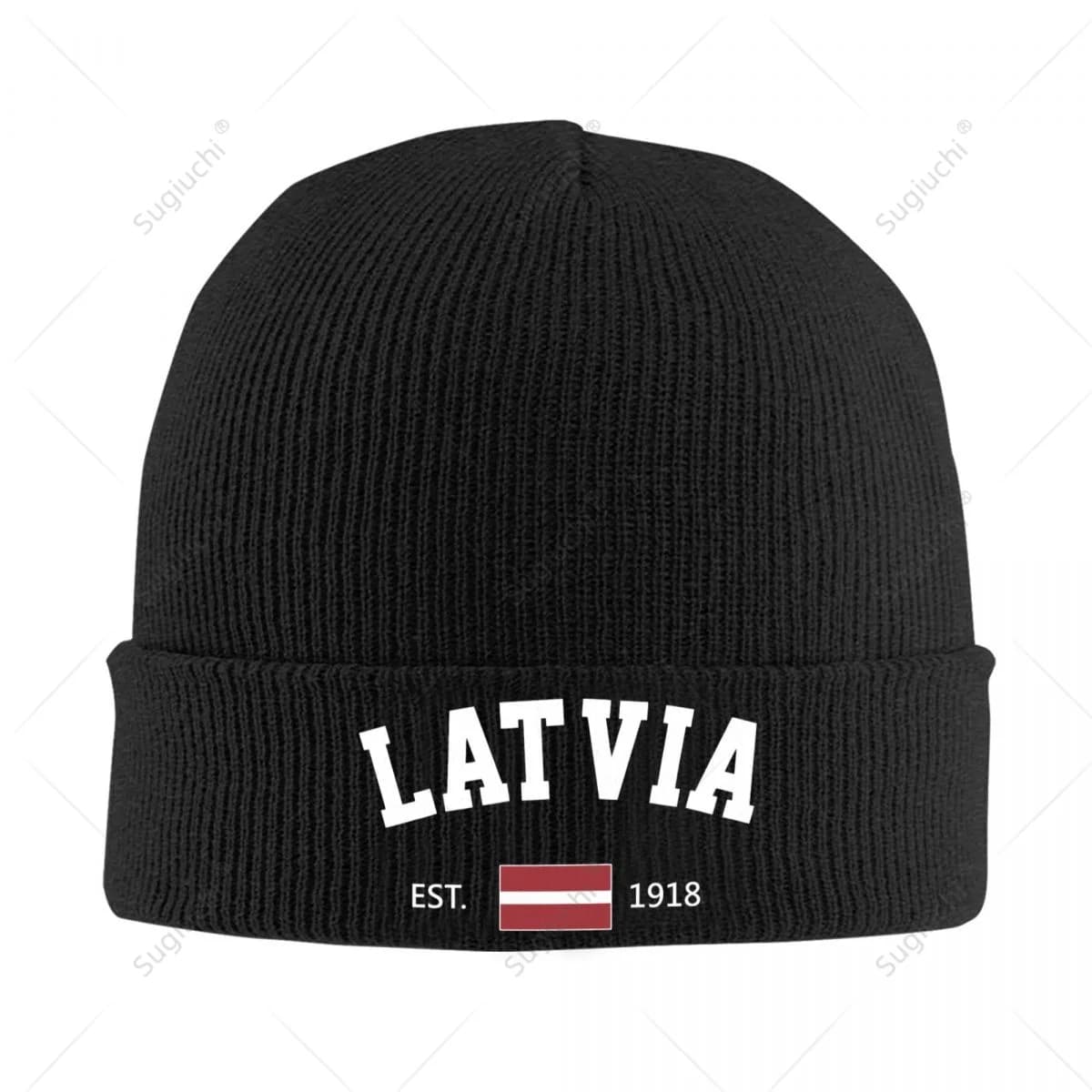 Knitted Hat Unisex Latvia EST.1918 Independence Day For Men Women Boys Winter Autumn Beanie Cap Warm Bonnet