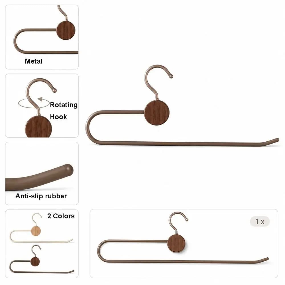 Metal Pants Hanger Non Slip Rotating Hook Door Hanging Rack Open End Structure Crease Free Hanging Clothes Rack Pants Storage