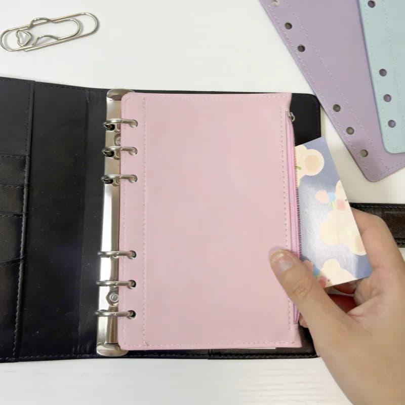 Raccoglitore A6 per Quaderni, Buste Portadocumenti a Fogli Mobili, Borsa Portadocumenti Fai-da-te, Anelli per Raccoglitori, Cartella Portadocumenti in PVC